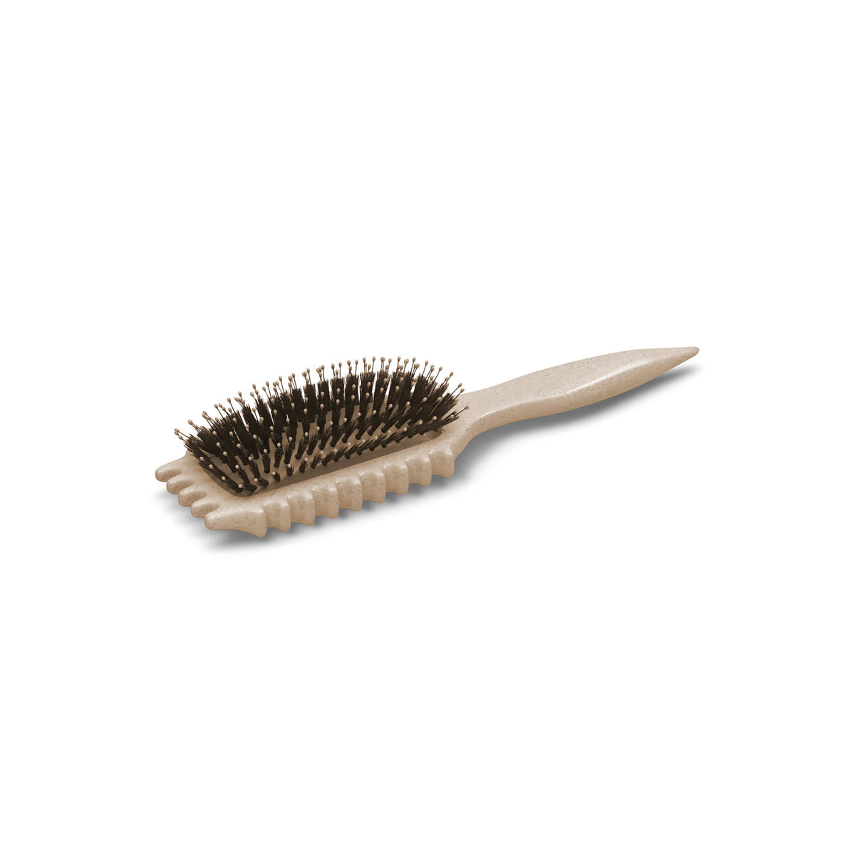 Tanfarvet Bounce Curl Define EdgeLift Brush med mørke børstepigge og ergonomisk håndtag til præcis håropsætning.