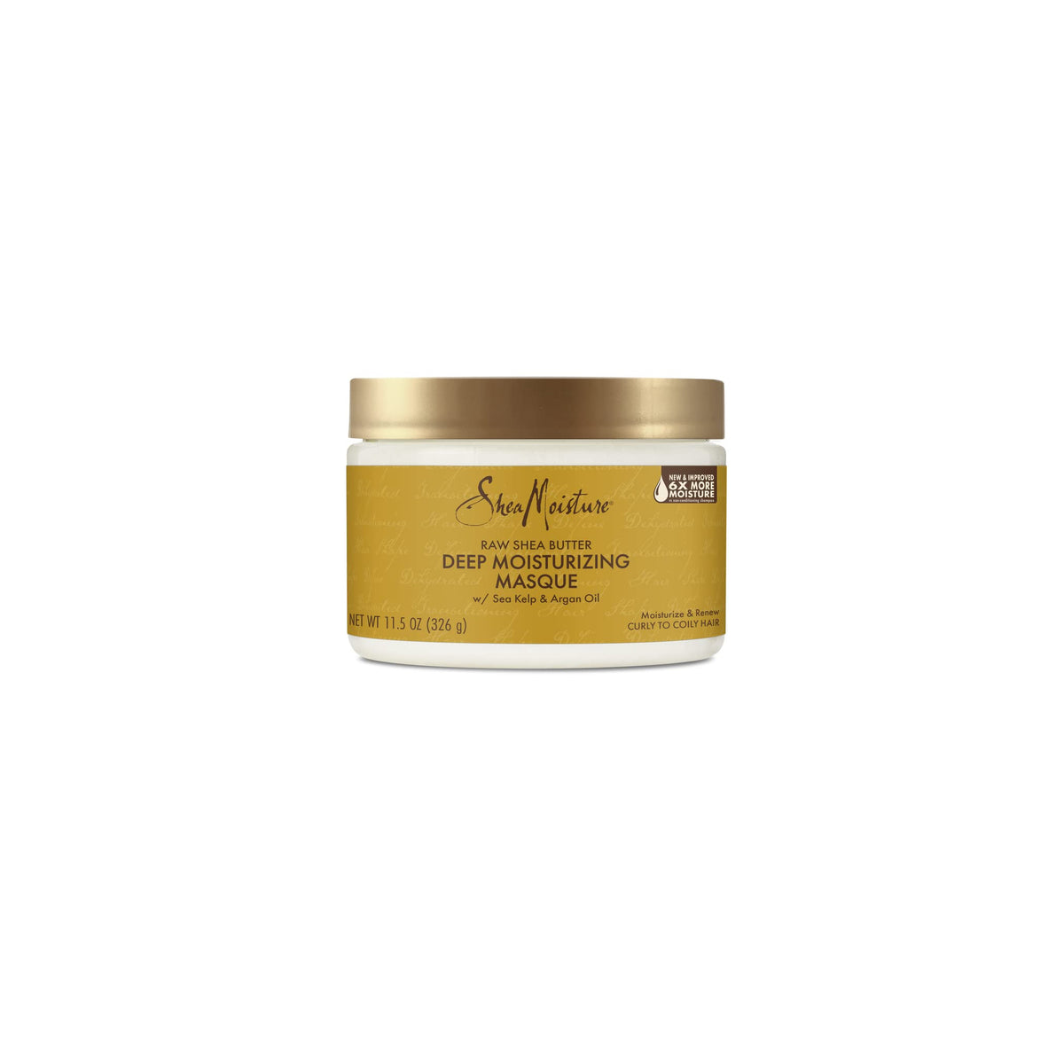 Shea Moisture Raw Shea Butter Deep Moisturizing Masque (326 g). En dybdegående fugtgivende hårkur med sheasmør, havtang og arganolie, der er særligt velegnet til krøllet og kruset hår. Giver op til 6x mere fugt.